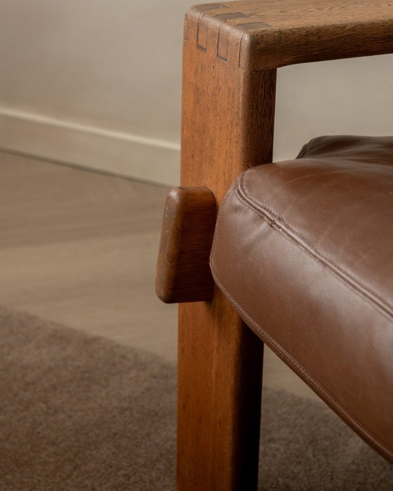 Image 1 of Poltrona lounge vintage Bonanza di Esko Pajamies per Asko, in rovere finlandese e pelle color cognac, anni '60.