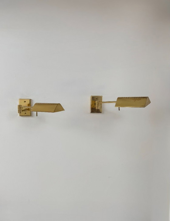 Image 1 of Paire d'appliques orientables en laiton, France 1970