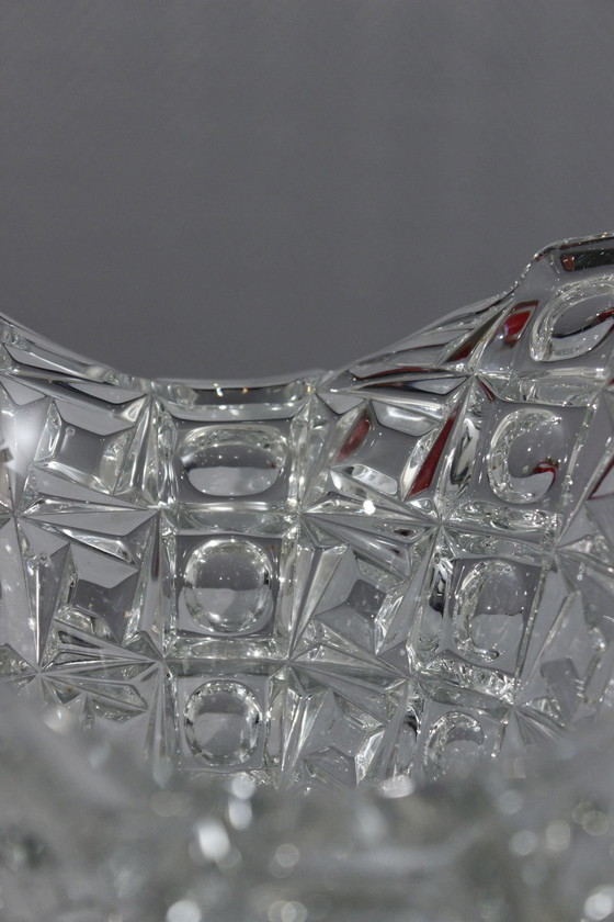 Image 1 of Sklo Union Libochovice - Boheems Kristallen Beker Decor Lens 1950 Op Art