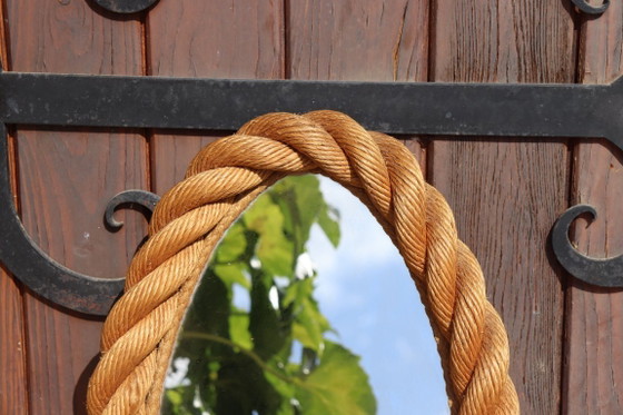 Image 1 of Vintage Oval Rope Mirror by Audoux & Minet, 1950