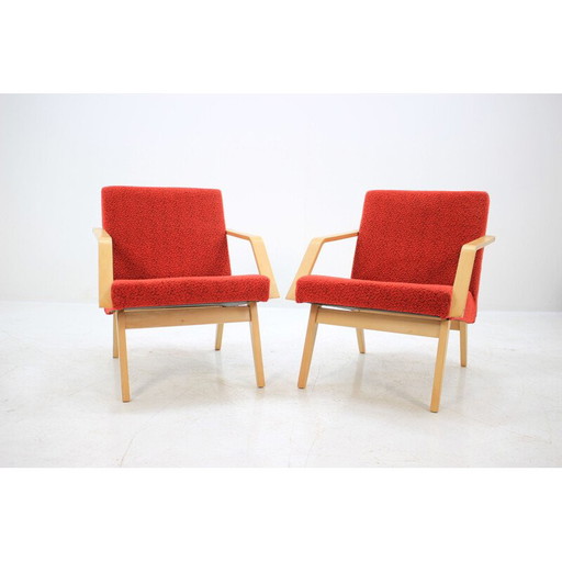 2 poltrone cecoslovacche vintage in legno curvato, 1958