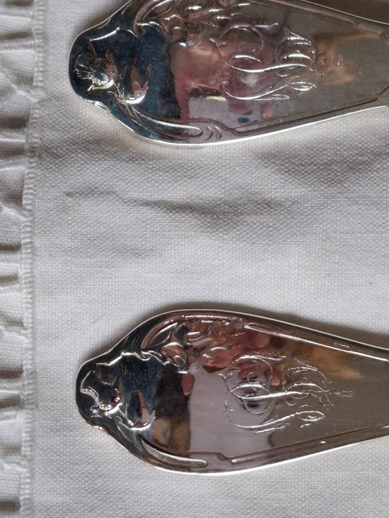 Image 1 of 6 silver-plated Art Nouveau 'Chardons' cutlery sets