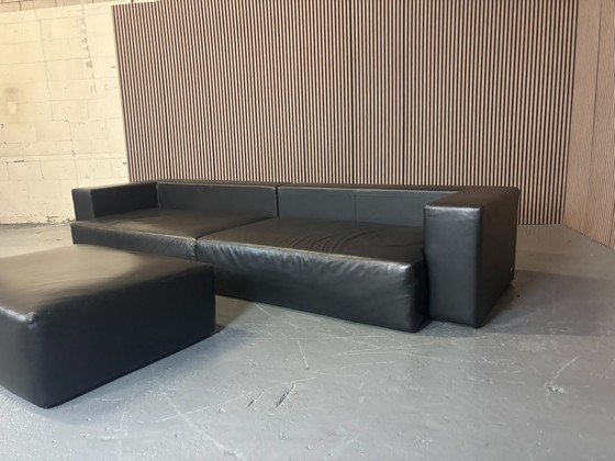 Image 1 of Jencikova Design Divano + poggiapiedi in pelle nero