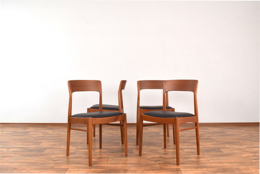 Danish Teak And Leather Dining Chairs By Henning Kjærnulf For Korup Stolefabrik, 1960S, Set Of 4