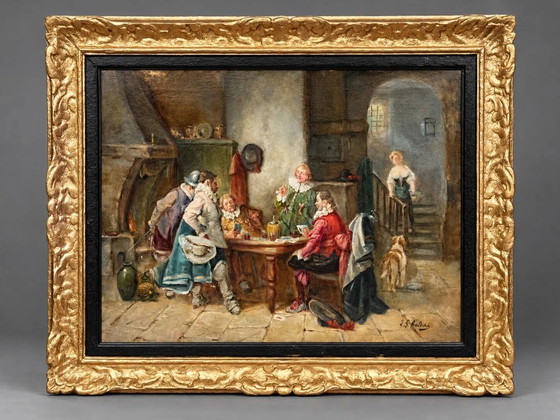 Luigi Giorgio Baldero (1840-1910) "Musketiere"., Gemälde & Zeichnungen, Leinwand (Foto 8 von 8)