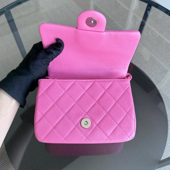 Image 1 of Chanel Classic Flap Seasonal Mini Square - Caviar Quilted Grained Calfskin All Pink Barbie Series 29