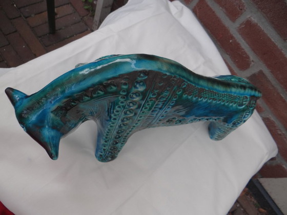 Jema Holland Stier 79, Großer modernistischer Retro-Kunst-Keramikstier – Bildhauerei, Ceramic (photo 4 of 15)