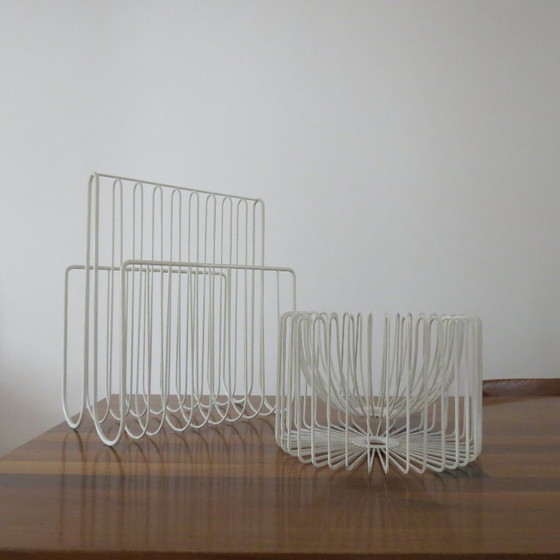 Image 1 of Portariviste vintage in metallo bianco anni '90