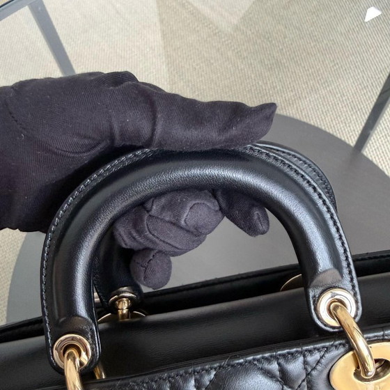 Image 1 of DIOR D-JOY MEDIUM - PELLE DI AGNELLO CANNAGE, NERA, FERRAMENTA DORATA