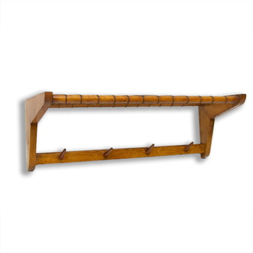 Vintage beech wood wall shelf by Krásná Jizba, Czech 1960