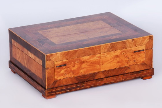 Portagioie Biedermeier restaurato, in frassino, acero, abete rosso e noce, di fabbricazione ceca, risalente (photo 8 of 16)