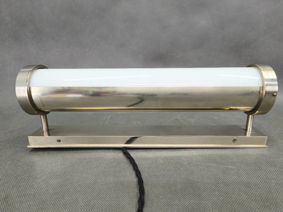 Image 1 of Bauhaus wandlamp van nikkel met glazen buis, jaren 1930