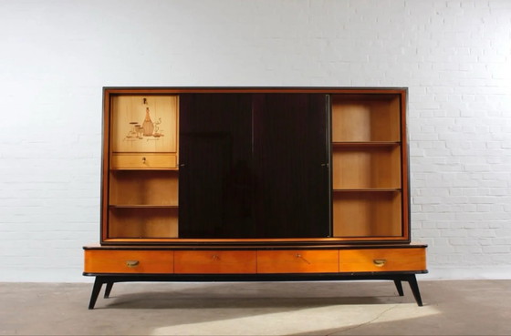 Credenza vintage anni '50 di Musterring Highboard Vetrina Bar Cassettiera – Credenze, Wood (photo 2 of 17)