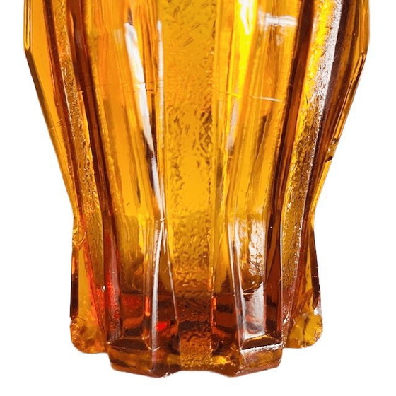 Image 1 of Jarrón de cristal color miel Art Déco, ámbar cubista, Henri Heemskerk, Scailmont, década de 1920