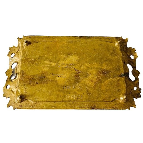 Image 1 of Vassoio francese d'epoca in ottone barocco 1930