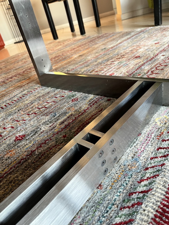 Image 1 of Esstisch aus Glas, achteckig, auf Edelstahlgestell