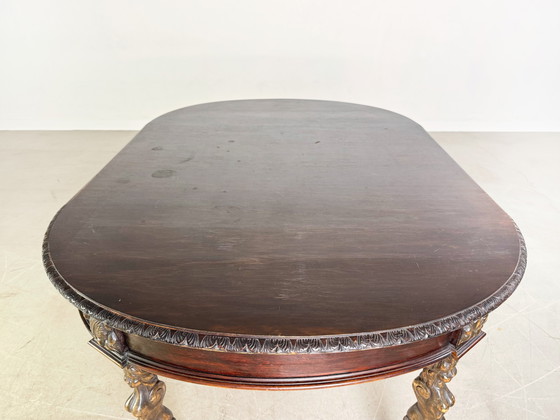 Image 1 of Original table à manger néo-baroque en bois sculpté Table antique