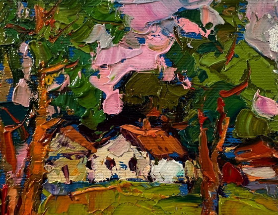Originales Ölgemälde: Ländliche Abendlandschaft am Dorfrand – Gemälde & Zeichnungen, Canvas (photo 4 of 8)