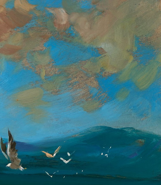 Image 1 of Original Oil Painting Summer Coastal Landscape The sea whispers and roars to the land