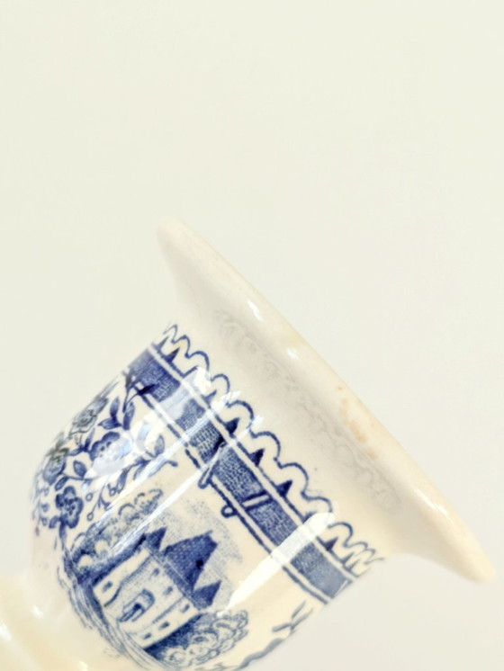 Image 1 of Set of 2 Antique Villeroy & Boch Burgenland Candleholders | Blue Saar Transferware (1913–1947)