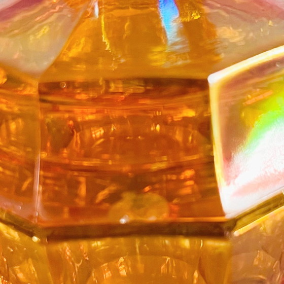 Image 1 of Portagioie in cristallo Art Déco, arancione iridescente, anni '30