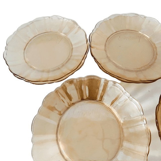 Image 1 of Set aus zehn Crowny-Desserttellern, Perlmutt-Pfirsich, 1960er Jahre