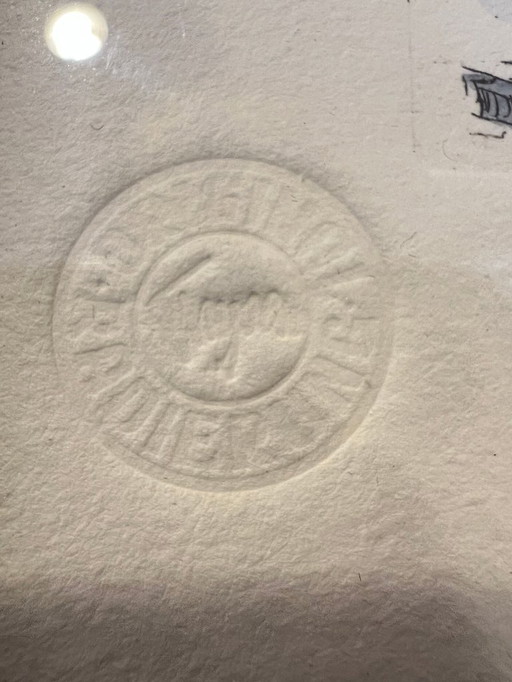 Gravure originale de Thyson | Quartier Heddesdorf Neuwied | Graphisme en couleurs dans un cadre | Atelier L. Hentrich