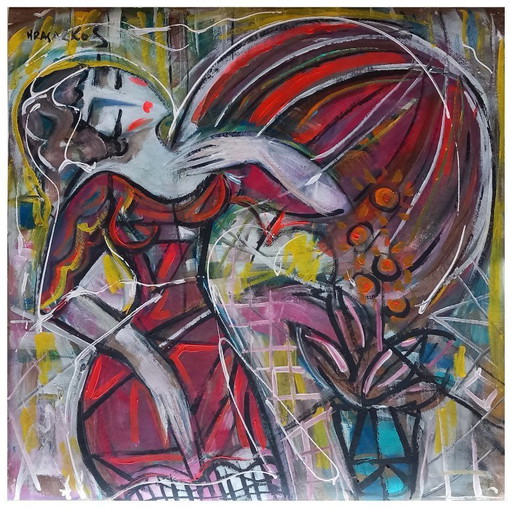 Hrasarkos - Fille Au Parapluie - Peinture Acrylique