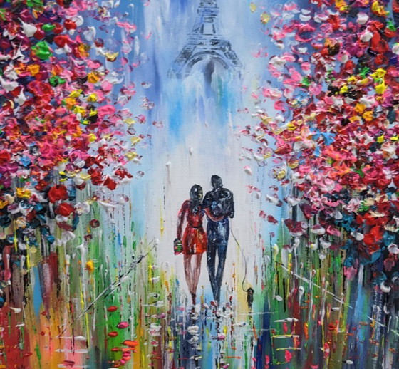 Image 1 of Evelina VINE - Paseo de primavera en París - Pintura del artista