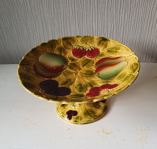 Sarreguemines Fruitschaal Majolica Op Voet Ca 1900 – tafelaccessoires, Ceramic