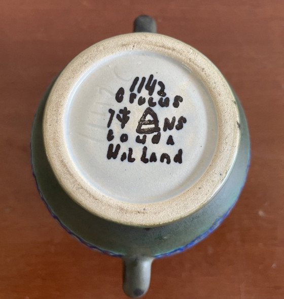 Image 1 of Pottery Factory South Holland - Pottery vase decorated with Crocus