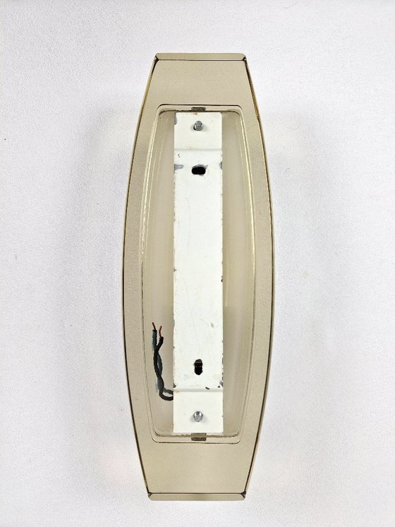 Image 1 of Lampada da parete Veca in vetro bianco e ambra Made in Italy Art Deco