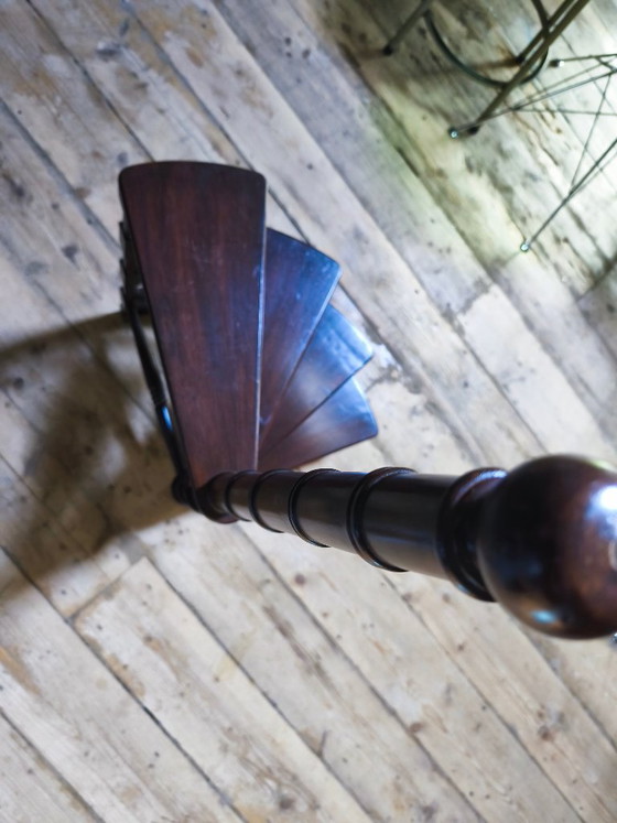 Spiral library step in dark wood, Plant table, Brown, Vintage (photo 4 of 10)
