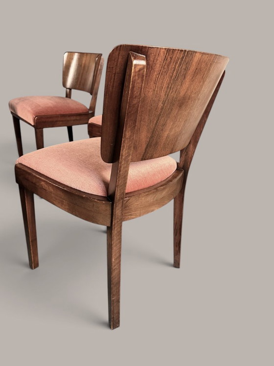 Set of six German Dining chairs, Walnut, circa 1940/50 – Textile (photo 8 of 10)