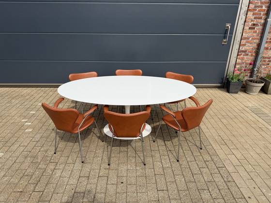 Image 1 of Original Knoll Tulip ovalado de 198x121cm en laminado blanco Eero Saarinen ¡NUEVO en su caja!