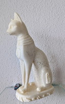 Egyptian Goddess Statue Basted in White Marble or Stone