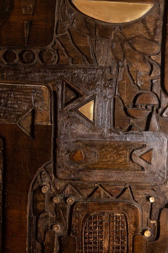 Image 1 of V. de Segonzac. Trittico modernista in legno intagliato. Contemporaneo.