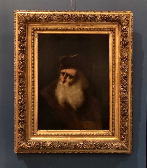 Portrait ancien XIXe siècle – Huile sur panneau – École européenne