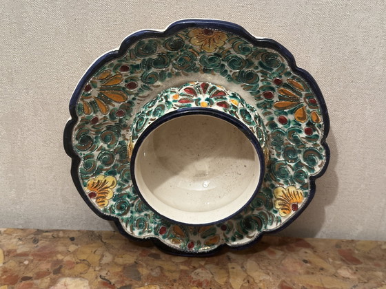 Image 1 of Ciotola vuota tascabile in ceramica Devres con motivi cesellati e dipinti a mano - vintage