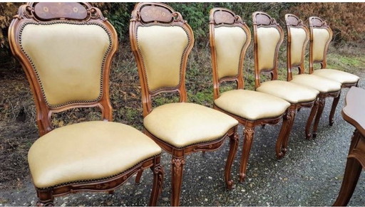 6 Italiaanse eetkamer stoelen leder 
