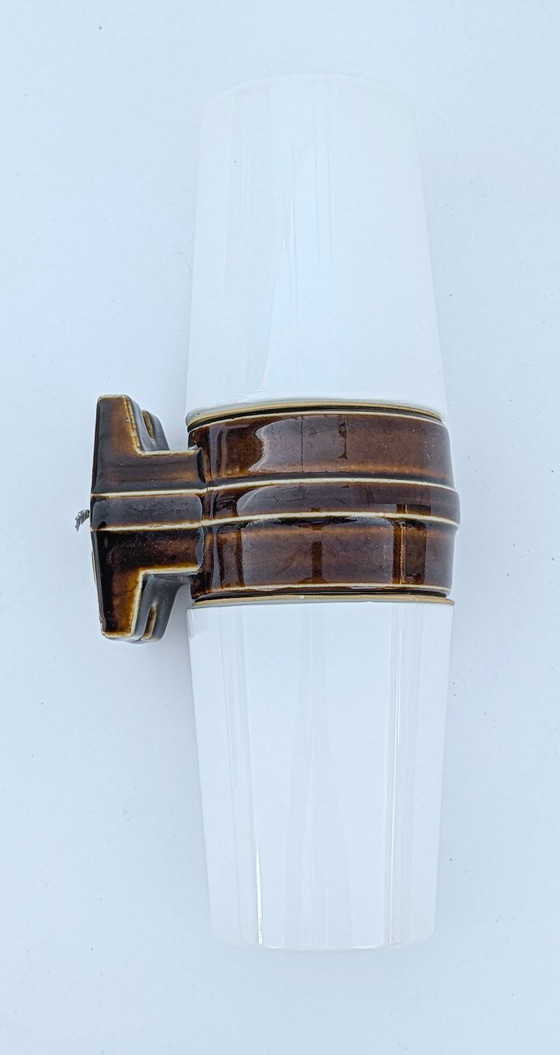Image 1 of Modell 6065 Doppelwandleuchte aus braunem Porzellan von Sigvard Bernadotte für Ifö – 1960er Jahre