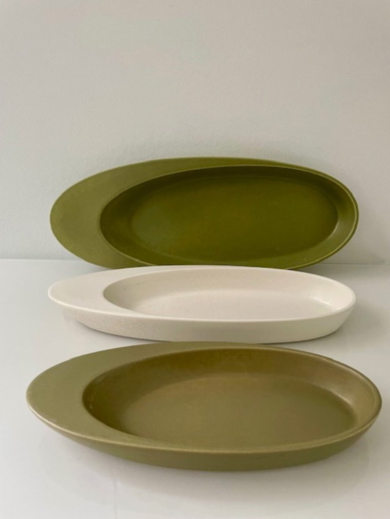 Image 1 of Ensemble de 3 plats de service ellipse vintage des années 1950