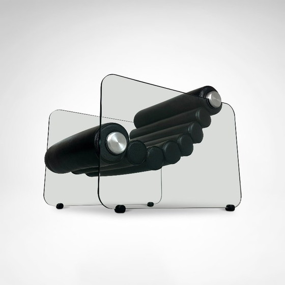 Image 1 of Sillón de cuero hialino y cristal de Fabio Lenci para Comfortline Italia, años 60