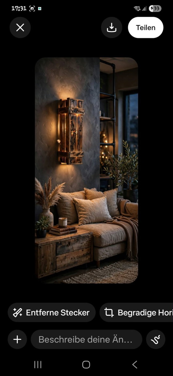 Wandlampe *UNIKAT* – Wandleuchten, Holz (photo 3 of 5)