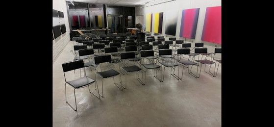 Image 1 of 38 vintage design and contract chairs in Bauhaus style – chrome and black faux leather