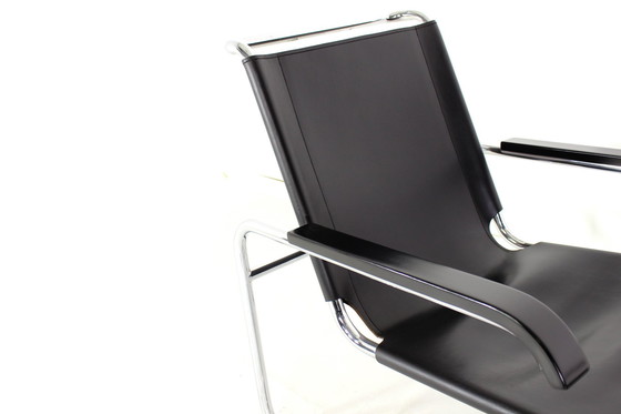 Image 1 of 1A Restored, Early Edition Marcel Breuer B35 / S35L Lounge Chair / Cantilever Chair for Thonet, Leather and Chrome, 1 of 2