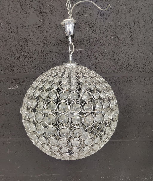 Kristall Design Hängelampe Kugel 12Flammig 60cm DM Vintage 60er 70er – plafondlampen, Crystal, Chrome