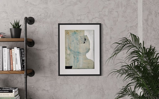 Robert Detheux - surrealist painting from 1960 - tribute to Magritte / framed