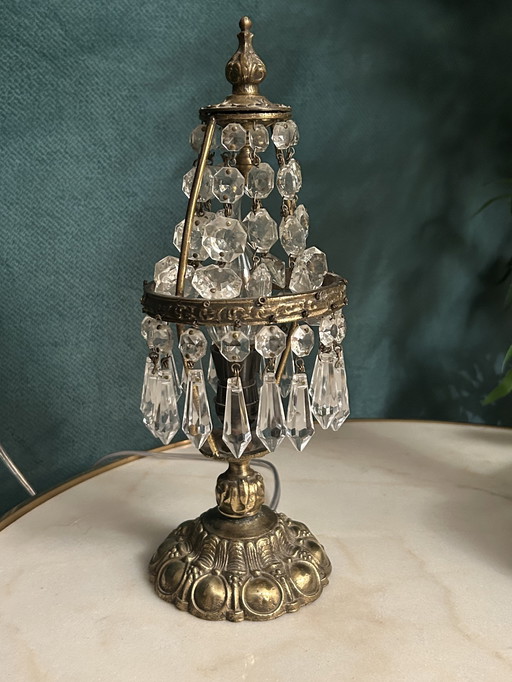 2 Pieces Vintage Crystal Pocket Chandeliers Table Lamps