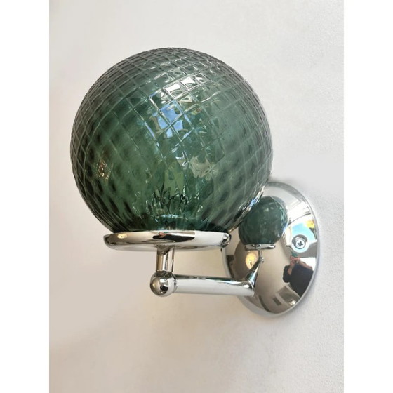 Image 1 of Lot of 4 Contemporary Green “Ballotton” Murano Glass Wall Sconces